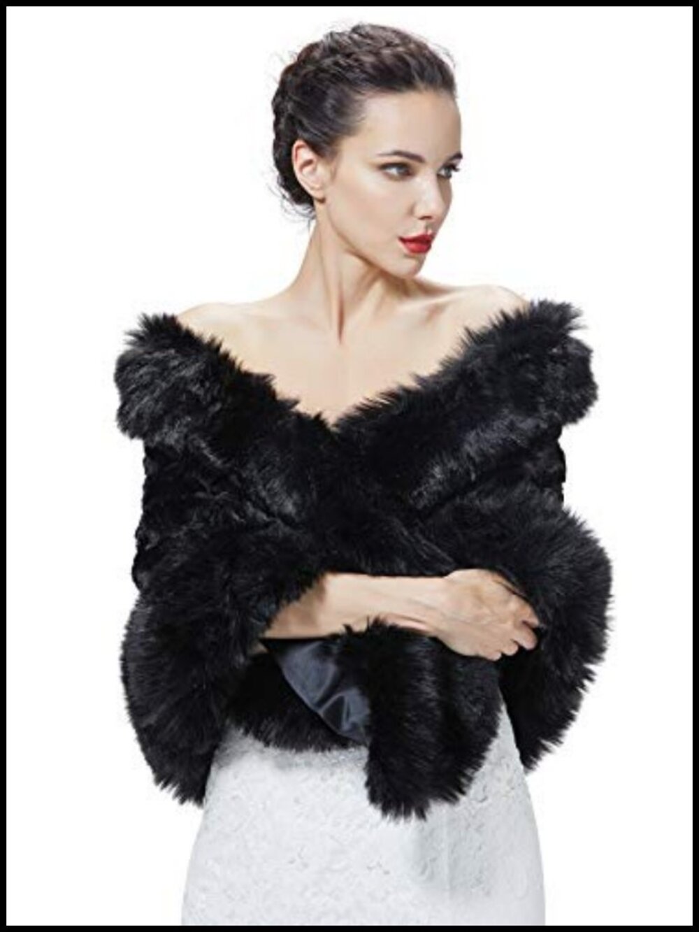 Faux Fur Shawl Wrap Stole Evening Wedding Winter Shrug